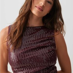 Burgundy Sequin Sleeveless Top
